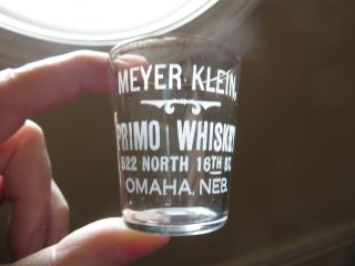 Etched Pre Pro Shot Glass Meyer Klein Primo Whiskey Omaha Neb Ne 522 North 16th