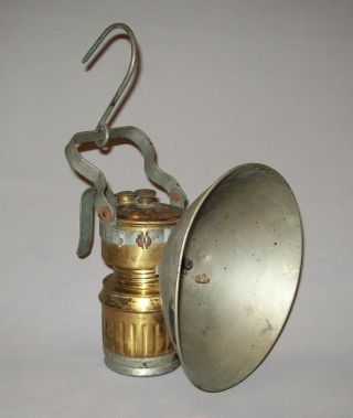 Old Antique Vtg Ca 1920s Large Brass Guys Dropper Carbide Miners Supervisor Lamp