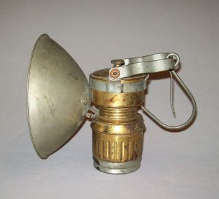 Old Antique Vtg Ca 1920s Large Brass Guys Dropper Carbide Miners Supervisor Lamp 3