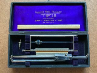 Antique 1901 Improved Willis Planimeter With Case By James L.  Robertson & Sons
