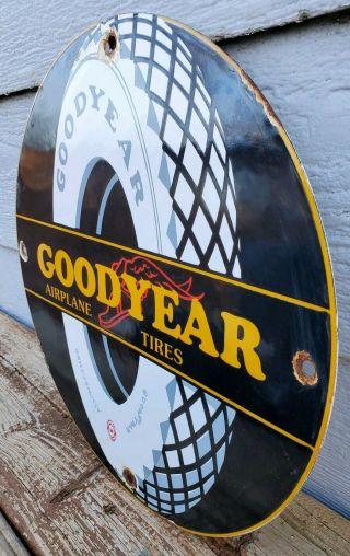 VINTAGE 1930 ' S GOODYEAR AIRPLANE TIRES PORCELAIN METAL SIGN ALL WEATHER 2