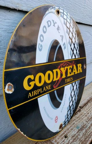 VINTAGE 1930 ' S GOODYEAR AIRPLANE TIRES PORCELAIN METAL SIGN ALL WEATHER 3