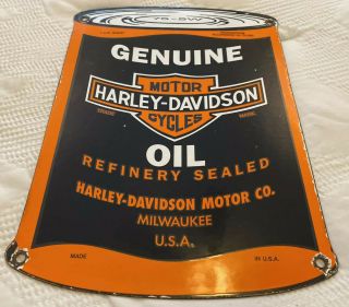 Vintage Harley Davidson Motorcycles Porcelain Motor Oil Can Sign,  Gas Pump Plate