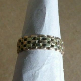 Vintage 14k Rose & Yellow / Green Gold Band Ring Basket Weave Design size 7 3