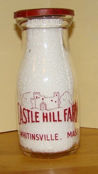 Castle Hill Farm Whitinsville,  Mass.  (john Whitin) Cream Separator Hp.  Milk Bottle
