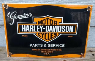 Vintage Harley Davidson Porcelain Sign Gas Oil Metal Station Pump Plate Hog