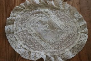 2 Vintage Normandy Lace Pillow Shams covers Cases 2