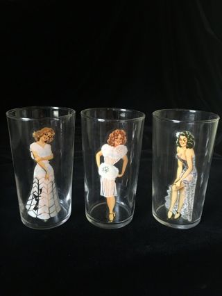 Vintage Federal Drinking Glass Nudie Peek - A - Boo Risque Set Of 3 G - Rated.