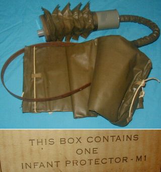 Wwii U.  S.  G.  I.  M1 Infant Protector Gas Mask -