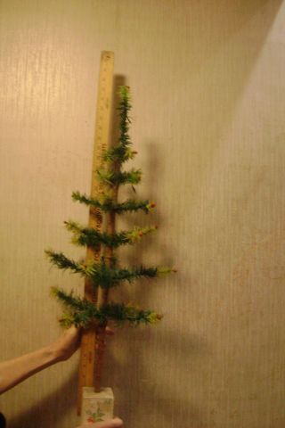 Vtg German Goose Feather Christmas Tree 31 " - 2 Toned Green Branches Berries