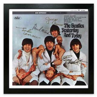 Beatles Rare Fantasy Framed Signed Butcher Artwork Cover Lp Vinyl Album Lennon