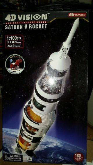 4D Vision BIG 1/100 Saturn V Rocket Pre Painted Model Puzzle Display 3