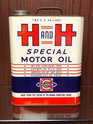 Rare.  Vintage.  H &h Champlin.  2 Gallon Oil Can