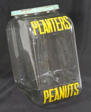 Antique Planters Peanuts Glass Display Jar General Store Advertising