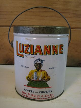 Antique 1928 Luzianne Three Pound Coffee Tin Can B1112