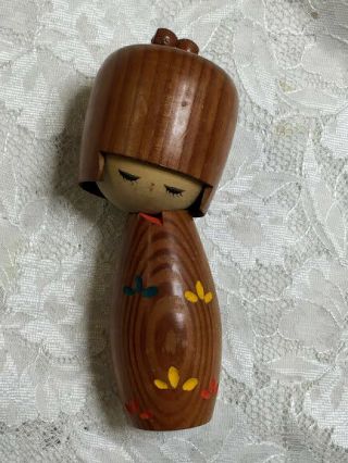 6.  4 Inch Cute Japanese Creative Wooden Girl Kokeshi Doll Atami Spring Waichi