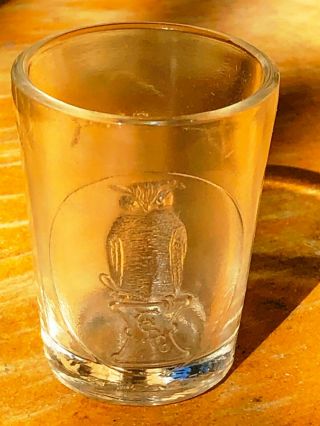 Vintage The Owl Drug Co Glass Dose Cup 2 Wing Owl Embossed