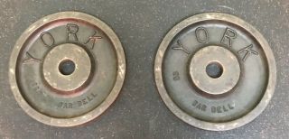 York Barbell Milled 35 Lb Olympic Weight Plates Vintage 1 Pair 3 Deeply Milled