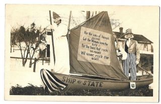 632 1918 Rppc Sufferagettes On Parade Float Saranac Lake Ny 19th Amendment
