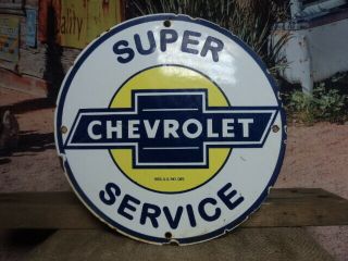 Old Vintage Chevrolet Service Porcelain Enamel Advertising Sign Chevy