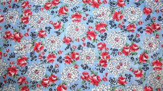 Vtg 25x42 Blue Cotton Feed Sack Fabric With Red Roses Quilt Craft Sewing