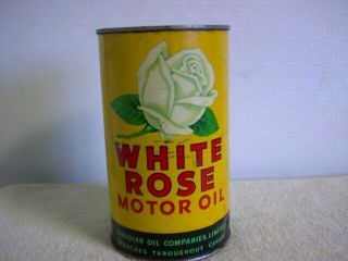 Vintage White Rose Oil Tin Canadian One Quart Companies Can Bilingual Good,