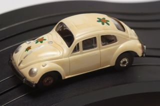 48 Vintage Aurora T - Jet Model Motoring Ho Slot Car White/cream Volkswagen Beetle