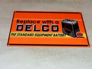 Vintage Delco Battery & United Motor Service Car 12 " Metal Gasoline Oil Sign Gm