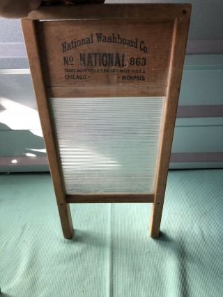 Vtg Usa Made National No 863 Glass King Lingerie Glass Wood Washboard Rare