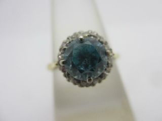 1.  75ct Natural Blue Zircon Diamond 18k Gold Ring Antique Edwardian.  Tbj08021