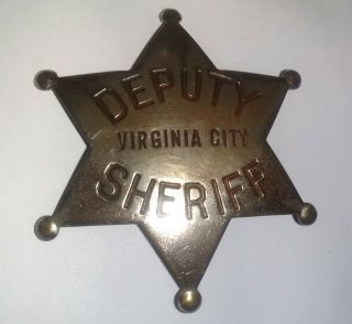 Old Obsolete Deputy Sheriff Badge Virginia City Hall Marked From Nevada Rare