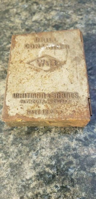 Vintage Metal Whitman & Barnes W & B Drill Container Plymouth Michigan