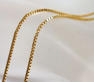 Estate Vtg Italy 2.  4g Solid 14k Yellow Gold 1mm Box Chain 15 7/8 " Necklace