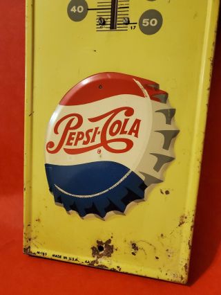 Vintage Say Pepsi Please metal Cola Thermometer bottle cap 2