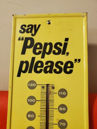 Vintage Say Pepsi Please metal Cola Thermometer bottle cap 3