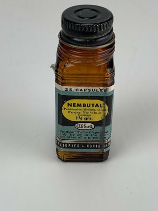 Antique Vintage Medical Surgical Nembutal Abbott Labs Bottle