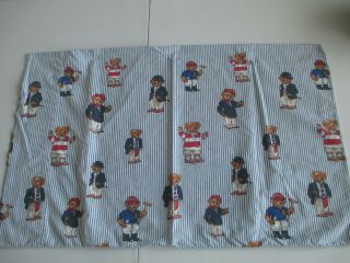 Vintage Ralph Lauren Polo Teddy Bear Blue Stripe Standard Pillowcase