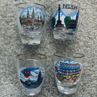 Set Of 4 Foriegn Country/city Shot Glasses