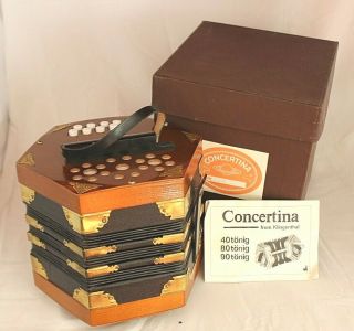 Vintage Klingenthal 602 Concertina German Democratic Republic W/ Box 20 Key Excl