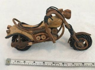 Vintage Primative Folk Art Motorcycle Chopper Wood Hand - Made