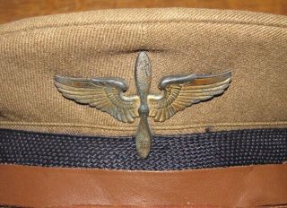 WWII US ARMY AIR CORPS CADET PILOT CRUSHER HAT w/ STERLING WINGS 2
