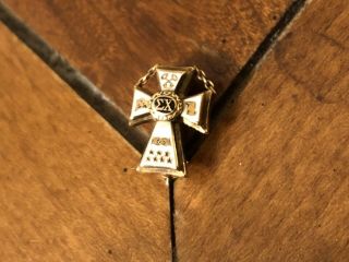 Vintage Sigma Chi Cross Pin 10k Yellow Gold Fraternity Greek Society Badge 1941
