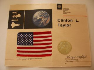 Apollo 17 Space Flown to Moon USA/American Flag NASA 3