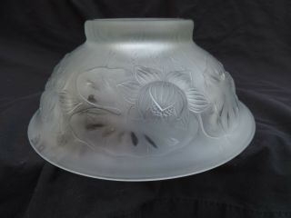 Vintage R.  Lalique Water Lily Frosted Crystal Bowl Signed Glass