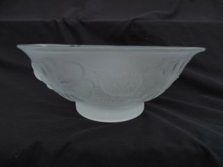 Vintage R.  Lalique Water Lily Frosted Crystal Bowl Signed Glass 2