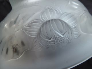 Vintage R.  Lalique Water Lily Frosted Crystal Bowl Signed Glass 3