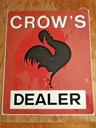 1960s Vintage Crow ' s Dealer Metal Sign Seed Corn Old Farm Plant Rooster Cock hen 3