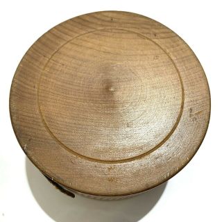 Vintage 1936 Round Wood Box with Lid & 6 Coasters Hand Carved Asian JAPANESE 3