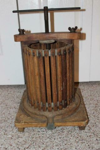 Astounding Small Antique Wooden Wine Press Hand Carved Trough Hardware