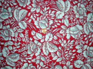 Floral On Red Full Vtg.  Feedsack,  Quilt Sewing Doll Clothes Craft Cotton Fabric